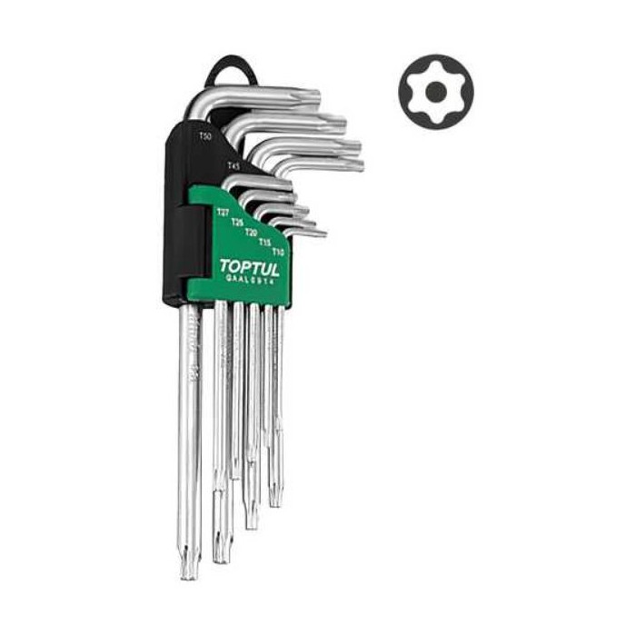 LLAVE TORX CON SEGURO 9 PZ TOPTUL